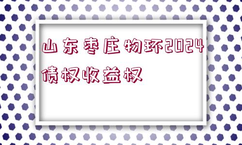 山東棗莊物環(huán)2024債權(quán)收益權(quán)