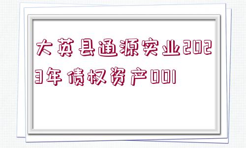 大英縣通源實業(yè)2023年債權(quán)資產(chǎn)001