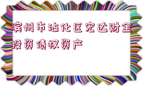 濱州市沾化區(qū)宏達財金投資債權資產