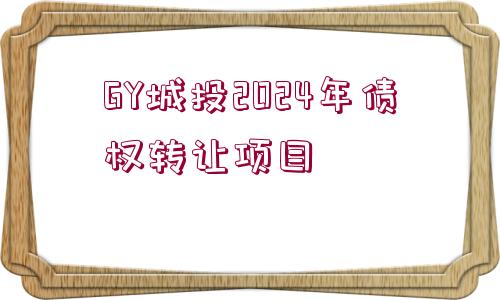 GY城投2024年債權(quán)轉(zhuǎn)讓項目