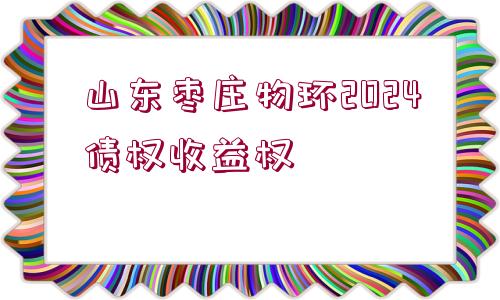 山東棗莊物環(huán)2024債權收益權