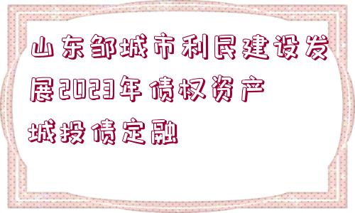 山東鄒城市利民建設(shè)發(fā)展2023年債權(quán)資產(chǎn)城投債定融