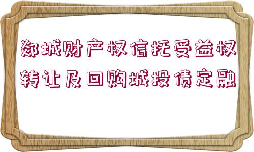 郯城財產(chǎn)權(quán)信托受益權(quán)轉(zhuǎn)讓及回購城投債定融