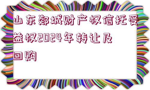 山東郯城財產(chǎn)權(quán)信托受益權(quán)2024年轉(zhuǎn)讓及回購