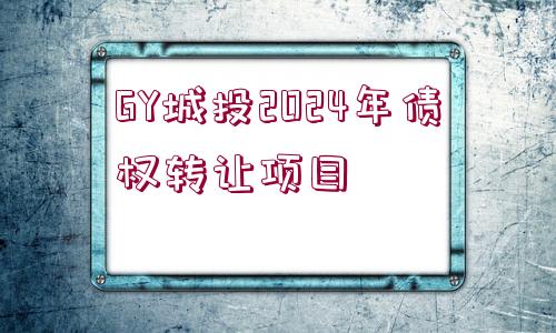 GY城投2024年債權(quán)轉(zhuǎn)讓項目