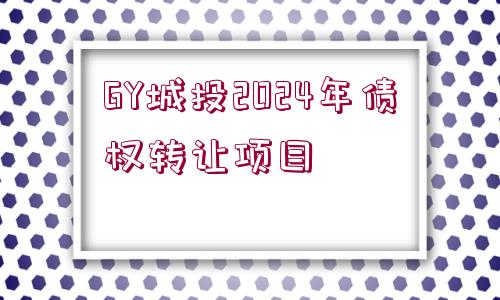 GY城投2024年債權(quán)轉(zhuǎn)讓項(xiàng)目