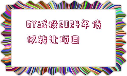 GY城投2024年債權(quán)轉(zhuǎn)讓項目