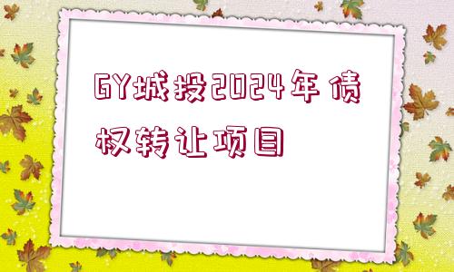 GY城投2024年債權(quán)轉(zhuǎn)讓項(xiàng)目