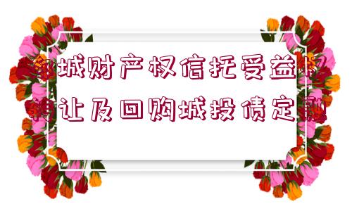 郯城財(cái)產(chǎn)權(quán)信托受益權(quán)轉(zhuǎn)讓及回購(gòu)城投債定融