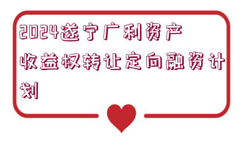 2024遂寧廣利資產(chǎn)收益權(quán)轉(zhuǎn)讓定向融資計劃