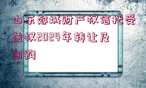 山東郯城財(cái)產(chǎn)權(quán)信托受益權(quán)2024年轉(zhuǎn)讓及回購(gòu)