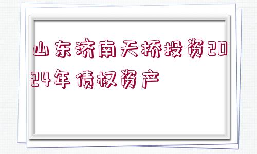 山東濟南天橋投資2024年債權資產(chǎn)