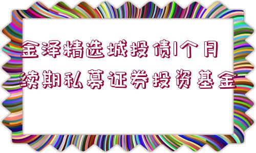 金澤精選城投債1個(gè)月續(xù)期私募證券投資基金