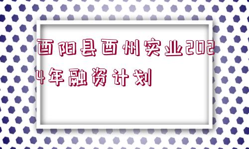 酉陽縣酉州實業(yè)2024年融資計劃