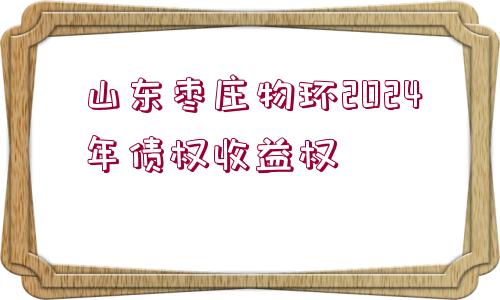 山東棗莊物環(huán)2024年債權收益權