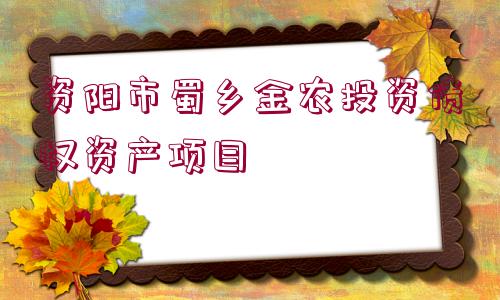 資陽市蜀鄉(xiāng)金農(nóng)投資債權(quán)資產(chǎn)項目