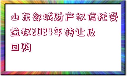 山東郯城財產(chǎn)權(quán)信托受益權(quán)2024年轉(zhuǎn)讓及回購