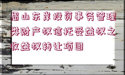 眉山東岸投資事務(wù)管理類財產(chǎn)權(quán)信托受益權(quán)之收益權(quán)轉(zhuǎn)讓項目