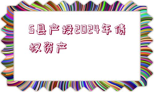 S縣產(chǎn)投2024年債權(quán)資產(chǎn)