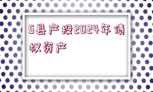 S縣產(chǎn)投2024年債權(quán)資產(chǎn)