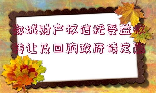 郯城財(cái)產(chǎn)權(quán)信托受益權(quán)轉(zhuǎn)讓及回購政府債定融