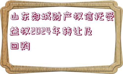 山東郯城財產(chǎn)權(quán)信托受益權(quán)2024年轉(zhuǎn)讓及回購