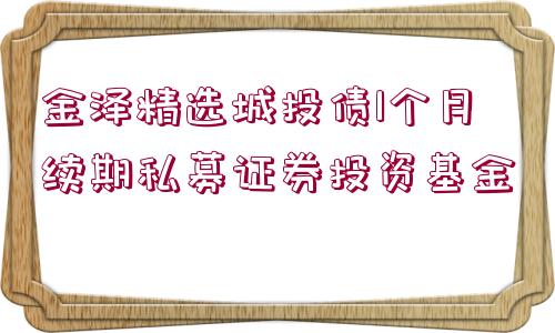 金澤精選城投債1個月續(xù)期私募證券投資基金