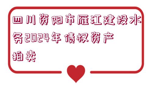 四川資陽市雁江建投水務(wù)2024年債權(quán)資產(chǎn)拍賣