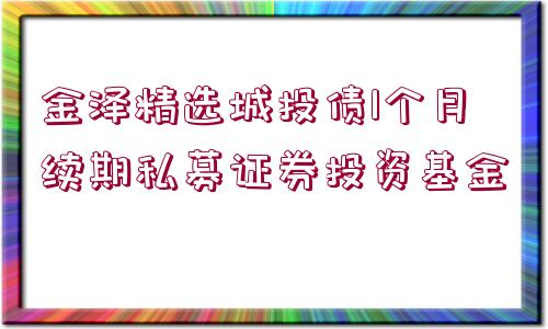 金澤精選城投債1個(gè)月續(xù)期私募證券投資基金