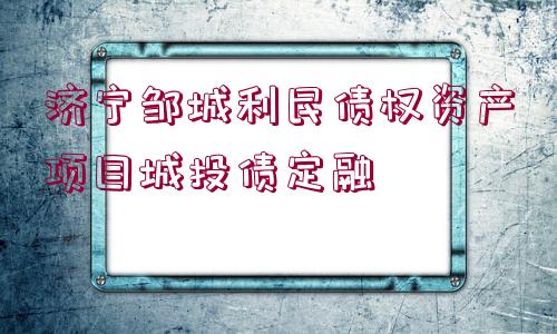 濟寧鄒城利民債權資產項目城投債定融