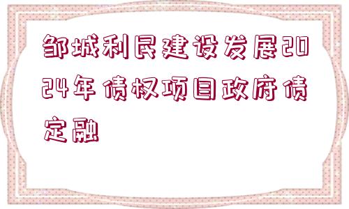 鄒城利民建設(shè)發(fā)展2024年債權(quán)項目政府債定融