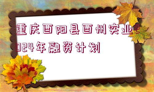 重慶酉陽縣酉州實(shí)業(yè)2024年融資計(jì)劃