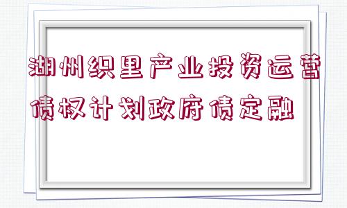 湖州織里產(chǎn)業(yè)投資運營債權(quán)計劃政府債定融