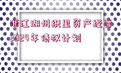 浙江湖州織里資產(chǎn)經(jīng)營2024年債權(quán)計(jì)劃