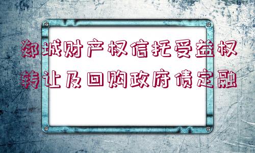 郯城財(cái)產(chǎn)權(quán)信托受益權(quán)轉(zhuǎn)讓及回購(gòu)政府債定融