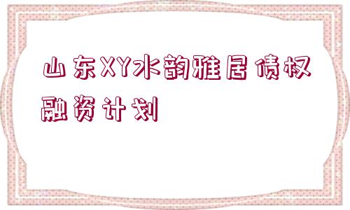 山東XY水韻雅居債權(quán)融資計劃