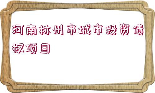 河南林州市城市投資債權項目