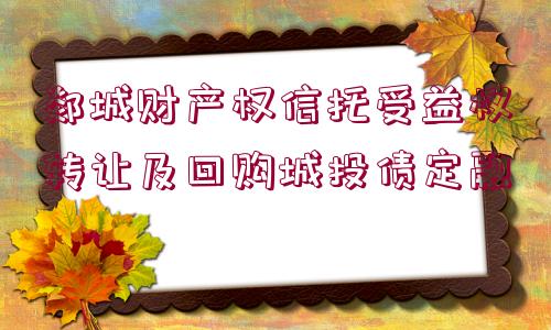 郯城財(cái)產(chǎn)權(quán)信托受益權(quán)轉(zhuǎn)讓及回購城投債定融