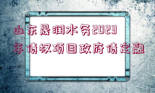 山東晟潤水務2023年債權(quán)項目政府債定融