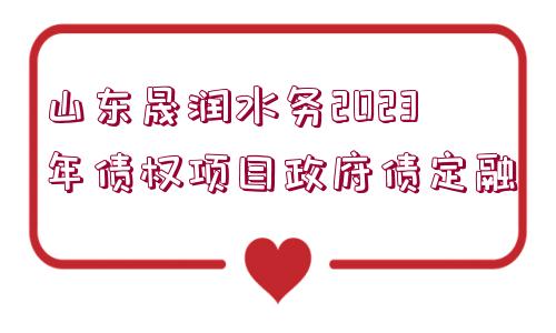 山東晟潤水務(wù)2023年債權(quán)項(xiàng)目政府債定融