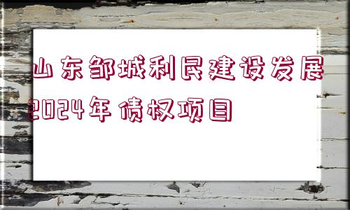 山東鄒城利民建設(shè)發(fā)展2024年債權(quán)項目