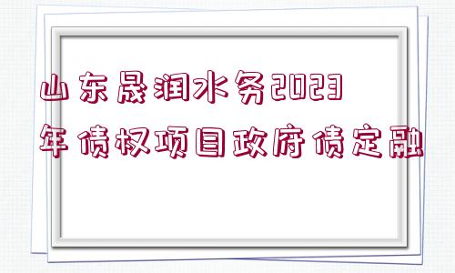 山東晟潤水務(wù)2023年債權(quán)項(xiàng)目政府債定融