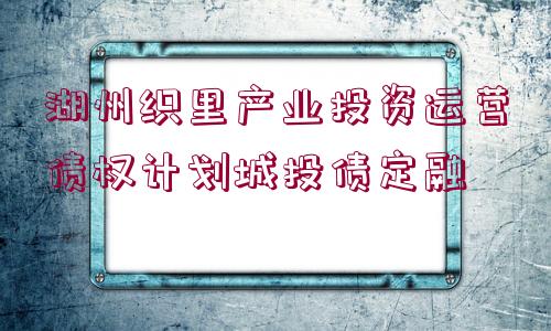 湖州織里產(chǎn)業(yè)投資運營債權(quán)計劃城投債定融