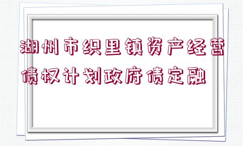 湖州市織里鎮(zhèn)資產(chǎn)經(jīng)營債權(quán)計劃政府債定融