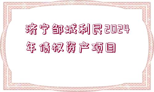 濟寧鄒城利民2024年債權資產項目