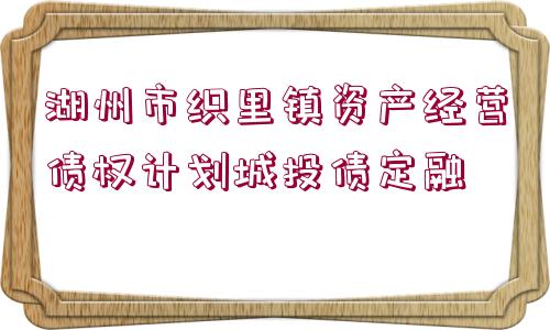 湖州市織里鎮(zhèn)資產(chǎn)經(jīng)營債權(quán)計劃城投債定融