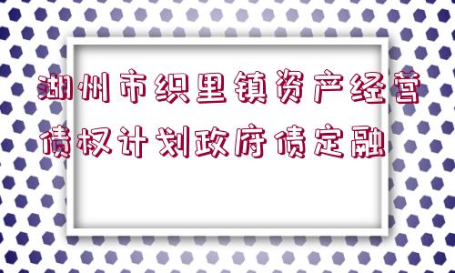 湖州市織里鎮(zhèn)資產(chǎn)經(jīng)營債權(quán)計(jì)劃政府債定融