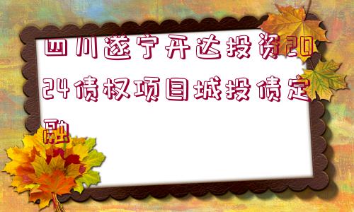 四川遂寧開達(dá)投資2024債權(quán)項目城投債定融