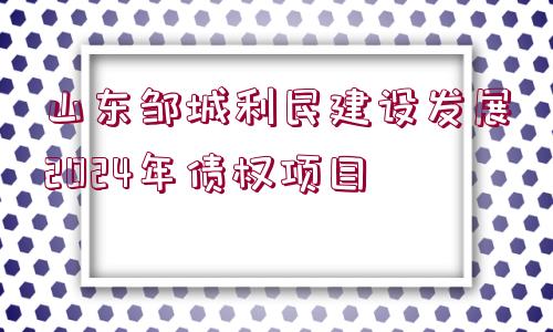 山東鄒城利民建設(shè)發(fā)展2024年債權(quán)項(xiàng)目