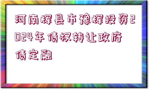 河南輝縣市豫輝投資2024年債權(quán)轉(zhuǎn)讓政府債定融